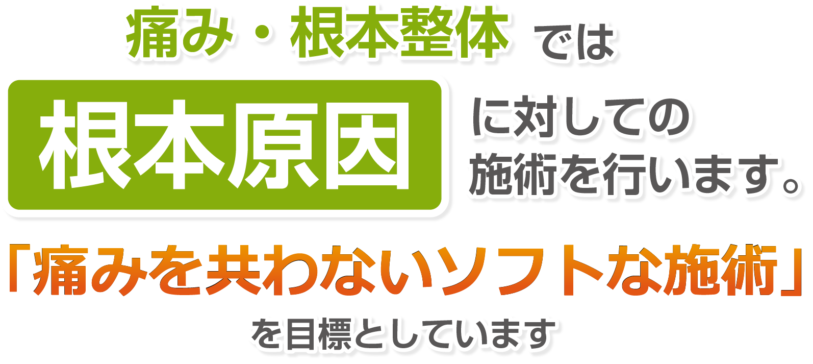 痛み・根本整体では根本原因に対しての施術を行います